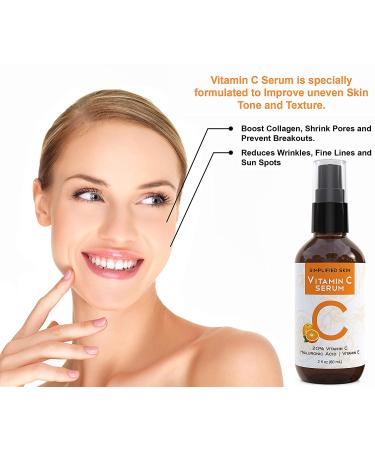 Vitamin C Serum 20% - Anti-Aging, Acne & Dark Spot Remover with Hyaluronic Acid & Vitamin E | Simplified Skin - Buy Online on GoSupps.com