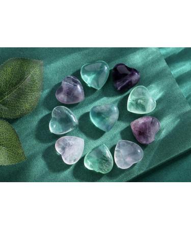 MAIBAOTA Fluorite Healing Crystals Gemstones Pocket Gifts Heart-Shaped Nature Spiritual Energy for Women Men Reiki Divination Balancing Yoga Meditation 10PCS - Buy Online on GoSupps.com