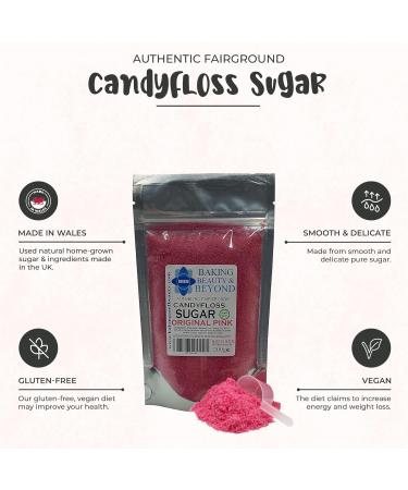 Baking Beauty & Beyond Premium Floss Sugar for Cotton Candy - Cotton Candy Flossing Sugar with Natural Ingredients Perfect for Every Occasion Bulk Floss Sugar 100g - Original Pink Flavour - Buy Online on GoSupps.com