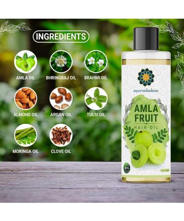 AYURVEDASHREE Amla Oil 6.76 fl oz for Hair Growth with Bhringraj, Brahmi, Tulsi, Almond, Argan, Moringa & Clove Oils - Buy Online on GoSupps.com