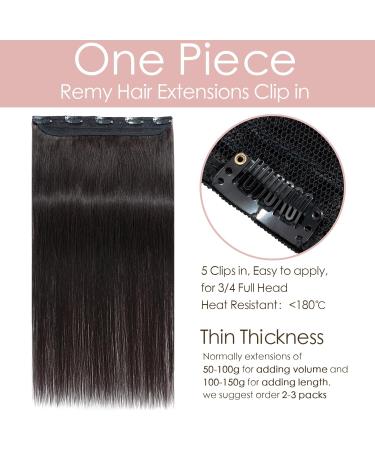 One Piece Hair Extensions Human Hair Clip in Remy Real Hair Extension Natural Straight #1B Natural Black (16 inch-45 grams) 3/4 Full Head - Buy Online on GoSupps.com
