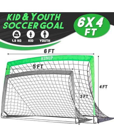 Kunup Kids Soccer Goals Set - 2 Portable 6x4FT Nets with Carrying Bag | Outdoor Indoor Backyard Soccer Practice - Buy Online on GoSupps.com