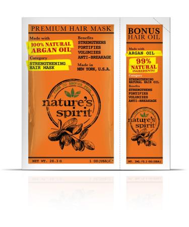 Nature's Spirit Premium Strengthening Hair Mask Argan Oil 1 ounce With Argan Hair Oil 3 milliliter