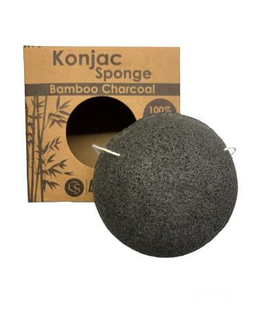 CS Beauty Set of Konjac Sponges - 3X Natural Exfoliating and Cleansing Sponge Shower Puffs for Face and Body including Bamboo Charcoal - Vegan & Cruelty Free