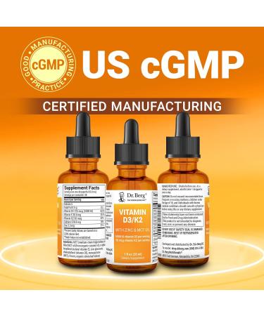 Dr. Berg Vitamin D3 K2 Zinc MCT Oil Liquid Supplement | Bone Teeth Strength Mood Immune Heart Health | 1 fl oz - Buy Online on GoSupps.com