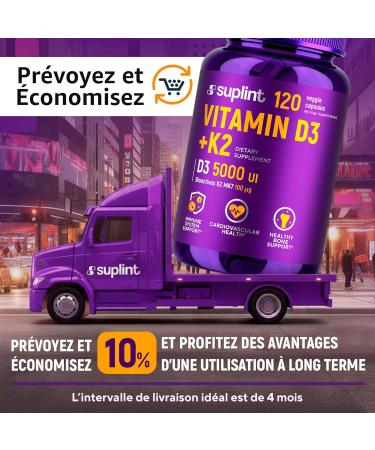 Vitamine D3 K2 Haute Dose 5000 UI Vitamine D + 100 g K2 MK-7 120 G lules V ganes D velopp aux Pays-Bas Certifi GMP & Test en Laboratoire Soutien Os Dents & Immunit  - Buy Online on GoSupps.com