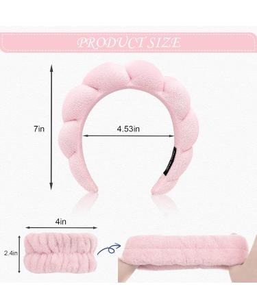 Yohou 3 Pack Pink Terry Cloth Spa Headband Set for Skincare, Makeup, Shower - Includes Wristband Scrunchies - Ideal for Washing Face - Hair Accessories - Buy Online on GoSupps.com