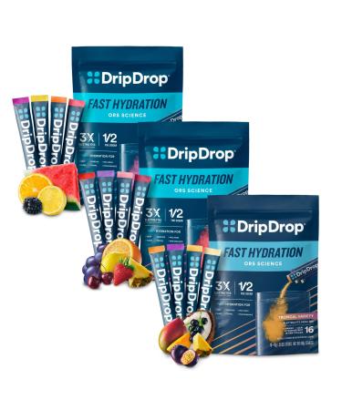 DripDrop Hydration - Electrolyte Powder Packets - Pi a Colada Mango A a Passion Fruit Watermelon Berry Lemon Orange Fruit Punch Grape Strawberry Lemonade Cherry - 48 Count