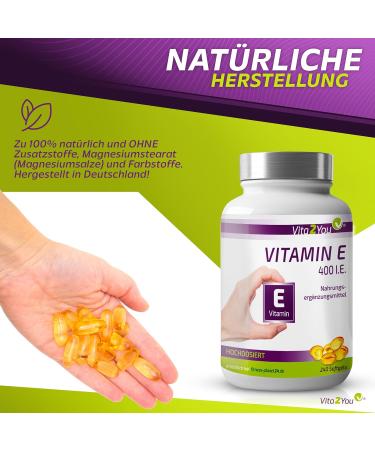 Vita2You Vitamin E 400 IU - 240 Softgel Capsules | High Dose 416mg | 8 Month Supply | Premium Quality - International Shipping - Buy Online on GoSupps.com