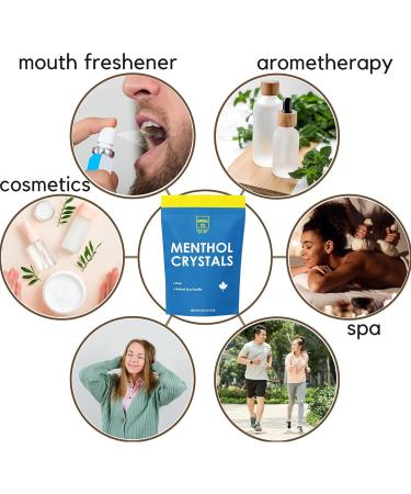 Menthol Crystals (4oz) | 100% Pure USP Food Grade| Aromatherapy for Spa and Steamer| Used in Humidifier and Room Freshener| Great for DIY cosmetics products including lip balm lotion hair products and more| Amriel Co. - Buy Online on GoSupps.com
