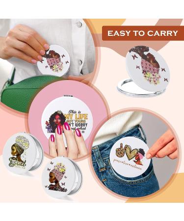 Fumete 4 Pcs African Women Compact Mirror Set - Double Sided Folding Pocket Mirror for Women and Girls - Portable Travel Makeup Mirror - Buy Online on GoSupps.com