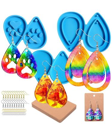 Harz earring shape |113 -part resin earring set tear -shaped ear ring shapes - 3 pair of resin earring jewelry pendant shapes for DIY trailer earring necklace jewelry