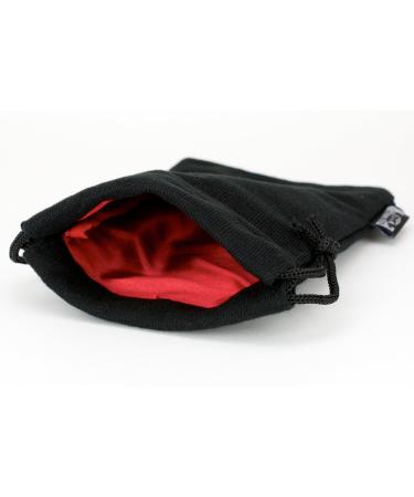 Velvet Dice Bag 5x8 Inch Deluxe Double Stitched Seam | Snag Proof Satin Lining | Holds Over 110 Dice | Red Interior with Black Exterior | Super Sturdy