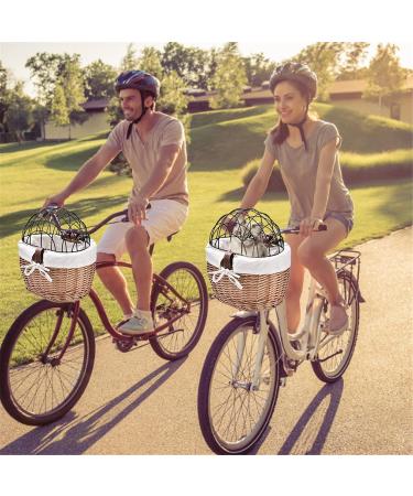 Cat Basket | Wicker Basket For Small Dog Cat Pet Carrier | Front Basket With Wire Mesh Cover | Detachable Pet Carrier | Pet Carrier Front Basket For Dog Puppy Cats - Buy Online on GoSupps.com