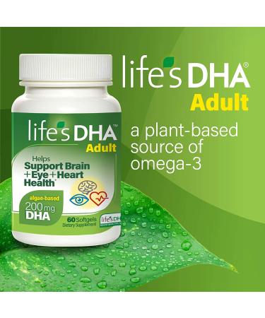 Lifes DHA All-Vegetarian DHA Dietary Supplement | Supports Brain, Eyes & Heart | 100% Vegetarian | 200mg DHA Omega-3 | 60 Softgels - Buy Online on GoSupps.com