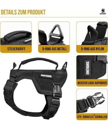Oneigris Dog Harness & Leash Set | Mini Trooper Puppy Dishes for Extra Small to Medium Dogs - Black XS - Buy Online on GoSupps.com