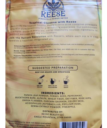 REESE Pineapple Power Detox - Cleansing Drink - All Natural Premium Ingredients - 25 Sachets - Buy Online on GoSupps.com