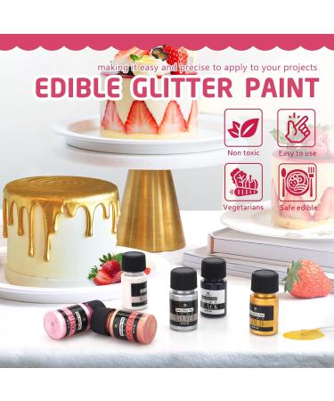 Liquid Edible Glitter - 6 Metallic Colors for Cakes Cupcakes & Baking - Colored Food Coloring for DIY Cookies & Fondant - Buy Online on GoSupps.com