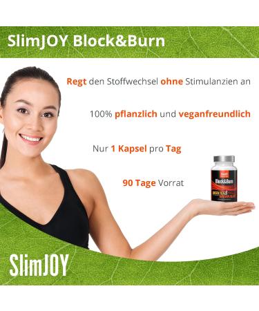 Slimjoy Block & Burn - Double Fat Burning Capsules with Green Tea Extract & Brown Sea Algae | 90 Day Supply - Buy Online on GoSupps.com