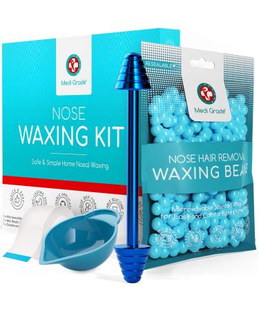 Medi Grade Nose Waxing Kit for Men and Women with Reusable Nose Wax Sticks and Microwavable Cup 50g - Eco-friendly Nose Wax Kit for Unsightly Itchy Nasal Hair - Nose Hair Remover with Skin Tape Bag