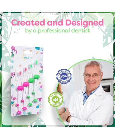 Safari Toddler Toothbrushes 4 Pack for Kids Age 2+ - Children's Toothbrush Set with Flamingo Design - Buy Online on GoSupps.com