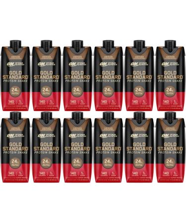 ON Gold Standard Ready To Drink Protein Shake | 24 Grams Protein 140 Calories 1 Gram Sugar | Gluten Free Protein Shake with Vitamin A C D E to Support Immunity | 355 mL Per Shake (Chocolate Pack of 12) Chocolate Pack of 12 - Buy Online on GoSupps.com