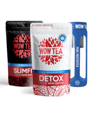 WOW TEA 42-Day Biofit Berry Team: Cleanse & Maintain Weight with Berry Detox and SlimFit Teas & Blue Bottle