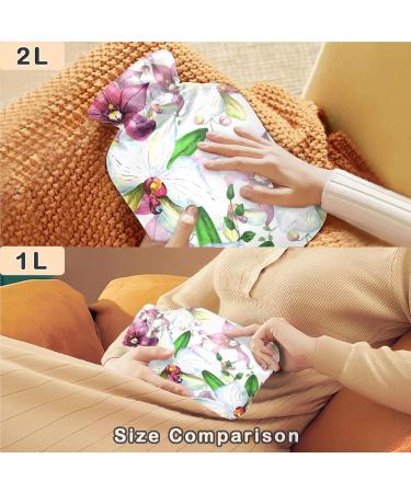 Naanle Tropical Flower Hawaii 2L Hot Water Bottle - Transparent Large Ideal for Bed Hand & Foot Pain Relief Heat & Cold Therapy - Buy Online on GoSupps.com