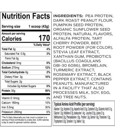 Vega Sport Premium Protein Peanut Butter - Plant Based Vegan Protein Powder with BCAAs, Amino Acid, Tart Cherry - 28.7 oz, 19 Servings - Non Whey, Gluten Free, Non GMO - Buy Online on GoSupps.com