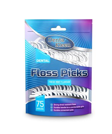Floss Picks Dental Floss Sticks Non-Slip Handle with Durable Handle Thin Shred Resistant Floss Eliminates Oral Plaque and Decay 75 Pcs 75 Count (Pack of 1)