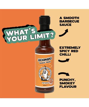 Smokin Ghost Hot Sauce by Jackanapes 150ml - Very Hot Vegan Barbecue Chilli Sauce Made with Ghost Peppers - Made in the UK - Buy Online on GoSupps.com