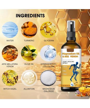 2Pcs Magnesium Oil Bee Venom Joint Healing Spray, Magnesium Oil and Bee Venom Joint Spray, Bee Venom Arthritis Spray for Muscle and Joint Recovery(60ml/2fl.oz) - Buy Online on GoSupps.com