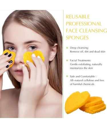 Nuenen 60 Pieces Facial Sponges with Container Heart Shape Compressed Face Sponge Natural Sponge Pads for Washing Face Cleansing Exfoliating Esthetician Makeup Removal (Yellow) - Buy Online on GoSupps.com