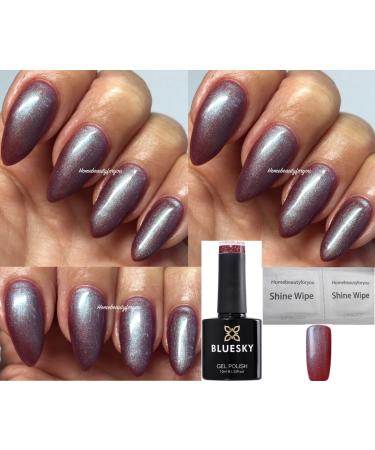 Bluesky GEL NAILMPOLISH Burgundy with a lilac Shimmer/Grey Shimmer Patina Buckle Craft Culture Autumn Winter Color 80625 UV LED Soak Off 10ml