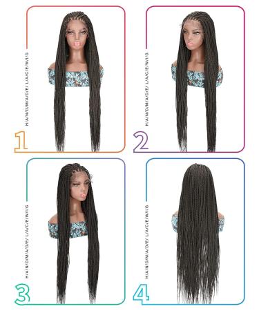 AMEILY 36 Kontless Box Braided Wig for Black Women - Clearance Sale | Heat Resistant Synthetic Lace Front Cornrow Braids Wig | 13x6' Lightweight & Natural Look | 1B - Buy Online on GoSupps.com