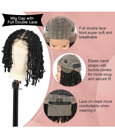 Kalyss 15 Double Lace Front Knotless Locs Braided Wig - Black Short Bob Twist Synthetic Lace Frontal with Baby Hair for Black Women - Buy Online on GoSupps.com