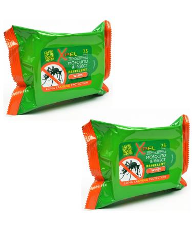 Xpel Mosquito & Insect Repellent Wipes 25 (Pack of 2) Total 50 wipes