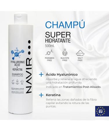 Navir Profesional NAVIR Professional Sulfate and paraben free shampoo pack with hyaluronic acid and keratin mask and conditioner Organic moisturizing aftershave treatment for hair 500 ml + 200 ml + - Buy Online on GoSupps.com
