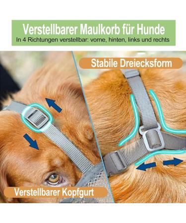 Breathable Mesh Dog Muzzle - Adjustable for Small Medium & Large Dogs | Prevents Biting Chewing & Barking - Gray (M) - Buy Online on GoSupps.com