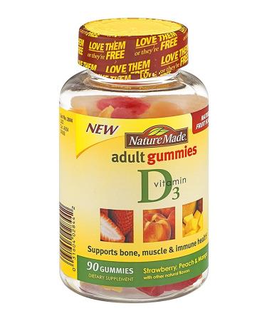 Nature Made Vitamin D3 Gummies - Strawberry Peach & Mango, 50 mcg, 90 Count - Buy Online on GoSupps.com