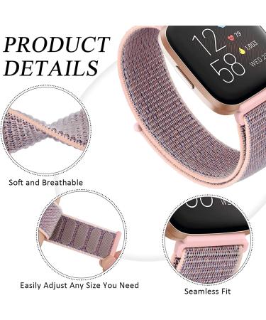 4 Pack Nylon Bands for Fitbit Versa 2 Bands/Fitbit Versa/Versa Lite/Versa SE for Women Men  Soft Breathable Sport Replacement Wristbands for Fitbit Versa 2 (4 Pack C) 001  Black Sand/Cape Code Blue/Pink Sand/Seashell - Buy Online on GoSupps.com