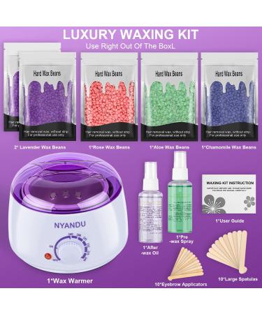 NYANDU Waxing Kit for Women Men - 17.6 oz Wax Beads (5 Packs) - Professional Hard Wax Kit for Coarse Hair Removal - Ideal for Facial, Eyebrow, Legs, Armpit, Bikini, Brazilian - Home Wax Machine - Buy Online on GoSupps.com