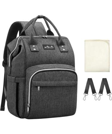 Viedouce Baby Diaper Backpack Bag - Waterproof Large Capacity Multi-Functional with Diaper Support & Stroller Straps - Dark Gray - Buy Online on GoSupps.com