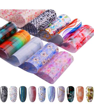 Duufin 200 Sheets Nail Foils - Laser Flower & Starry Sky Transfer Stickers for DIY Nail Art - Buy Online on GoSupps.com