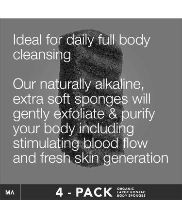 Minamul Konjac Exfoliating Organic Body Sponge - Bamboo Charcoal Infused | Gentle Daily Scrub for Face & Body | Safe for All Skin Types | 4 Pack - Buy Online on GoSupps.com