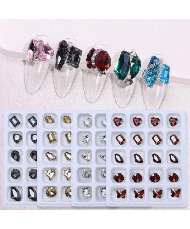 FEIlei 20Pcs Nail Jewelry Resin Nail Art Rhinestones Shiny Nail Crystals Diamond Gems - Buy Online on GoSupps.com