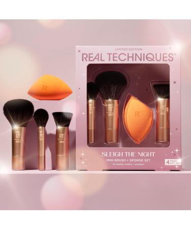 Real Techniques Sleigh The Night Mini Brush + Sponge 4 Piece Holiday Gift Set - Perfect Gift for Makeup Lovers | International Shipping Available - Buy Online on GoSupps.com