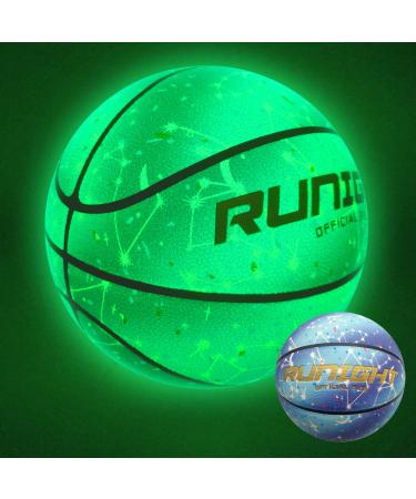 RUNIGHT Basketball - Glow in The Dark Basketballs - Official Size 7 & Size 6 & Size 5 Ball for Night Games - Green Light Up Balls Gifts for Kids,Boys,Girls,Men and Women Glow Green Light (With Pump) Official Size 7/29.5