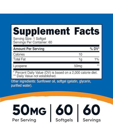 Nutricost Lycopene 50mg Softgels - 60 Count - Buy Online on GoSupps.com