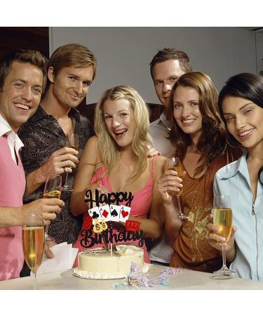 Casino Cake Topper - Poker Chips Player Happy Birthday Decoration for Las Vegas Night Party - Buy Online on GoSupps.com